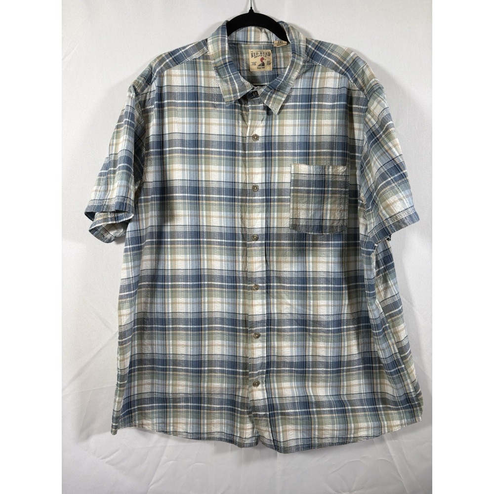 Red head shirt size 2XL seersucker short sleeves button up